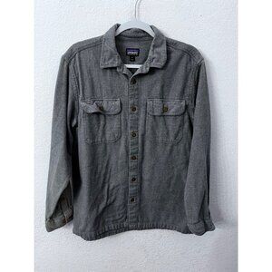 Patagonia organic cotton gray button up shirt mens size medium